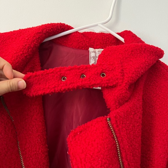 Red shearling jacket - Picture 6 of 7